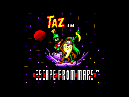 Taz in Escape from Mars title screen for Sega Master System